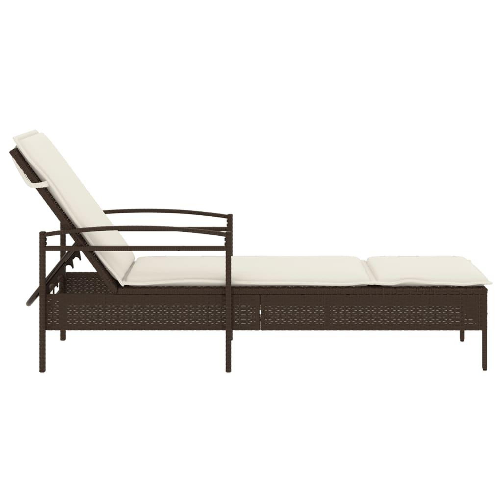Voir la diapositive 5 : VIDAXL Chaise longue avec coussin marron 63x200x81 cm resine tressee