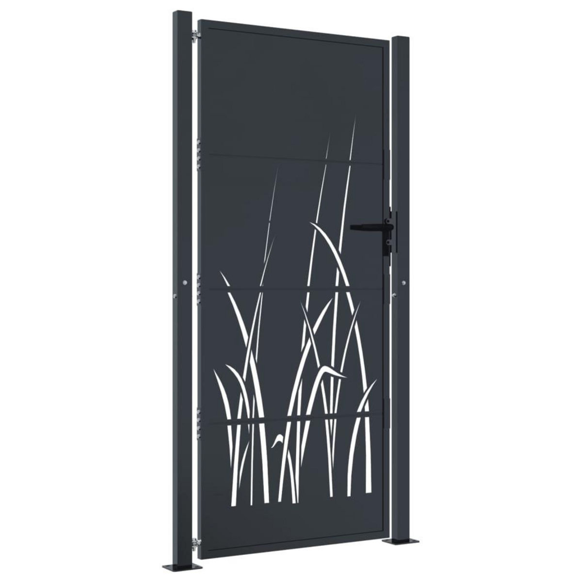 VIDAXL Portail de jardin anthracite 105x180cm acier conception d'herbe
