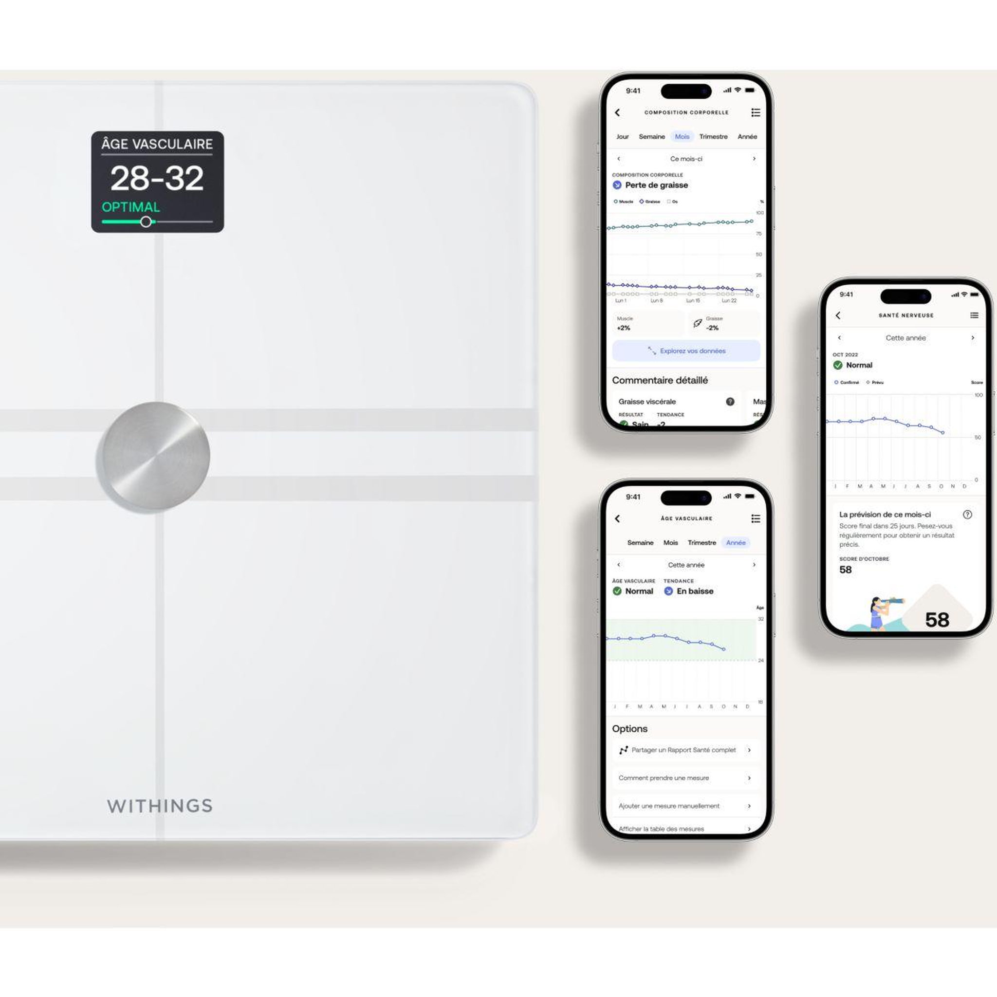 Voir la diapositive 4 : WITHINGS Pèse personne connecté body comp blanc