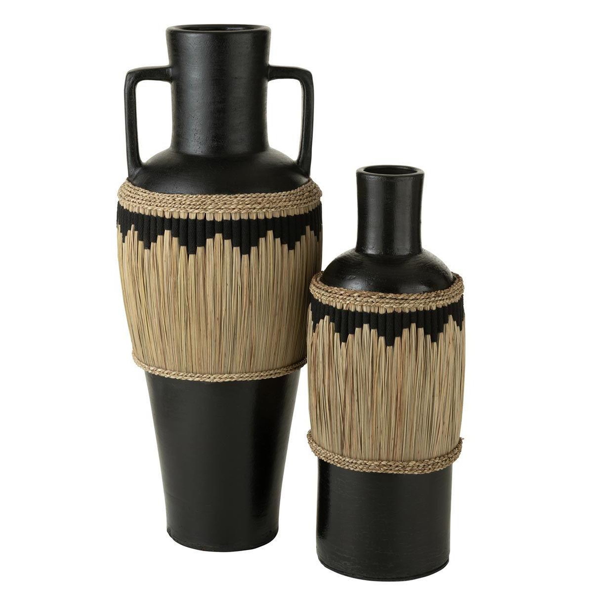 Voir la diapositive 2 : J-LINE Vase bouteille déco  herbes  75cm noir