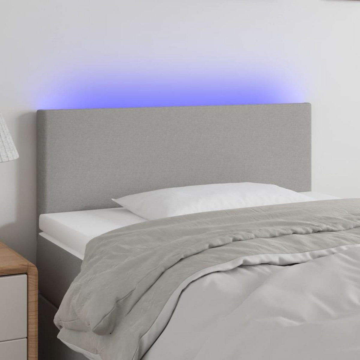 VIDAXL Tete de lit a LED Gris clair 80x5x78/88 cm Tissu