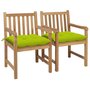 Voir la diapositive 1 : VIDAXL Chaises de jardin lot de 2 avec coussins vert vif Teck massif