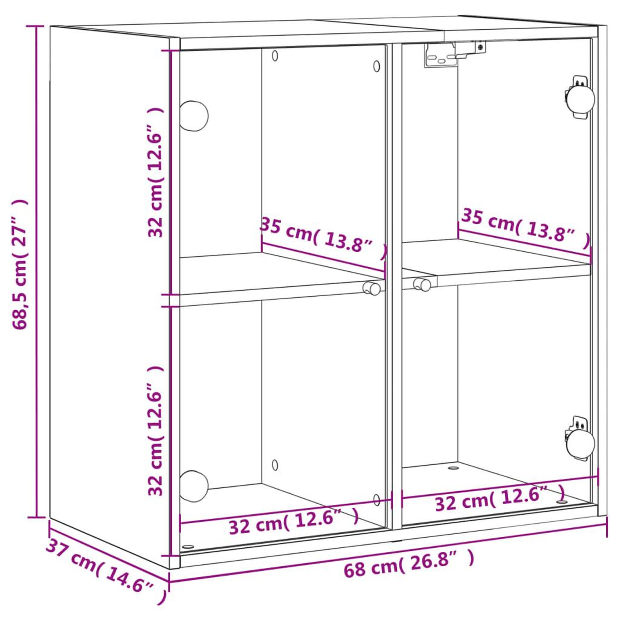 Voir la diapositive 6 : VIDAXL Armoire murale avec portes en verre blanc 68x37x68,5 cm