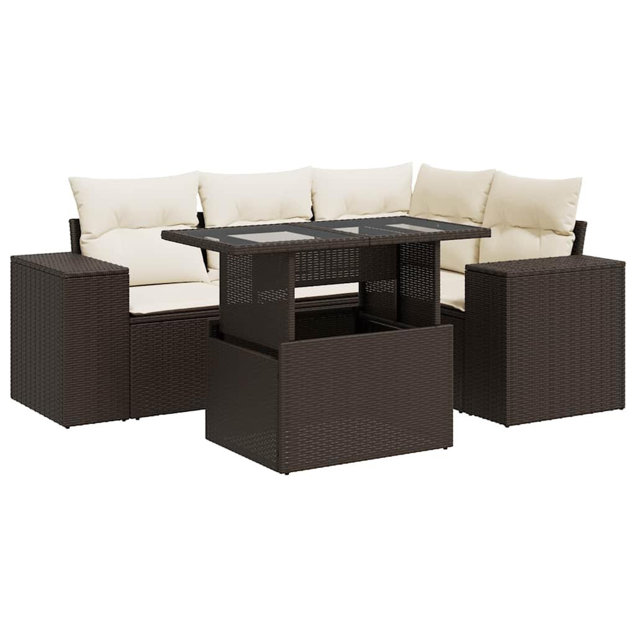 Voir la diapositive 2 : VIDAXL Salon de jardin avec coussins 5 pcs marron resine tressee