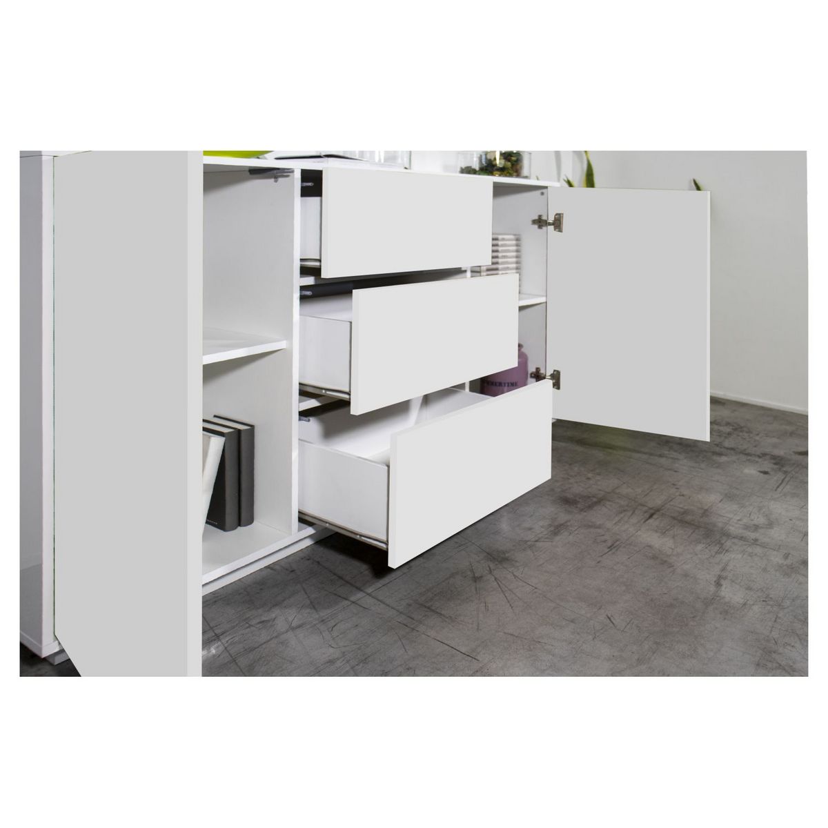 Buffet moderne 2 portes 3 tiroirs 160 cm LUCERA