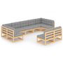 Voir la diapositive 2 : VIDAXL Salon de jardin 9 pcs avec coussins Bois de pin massif