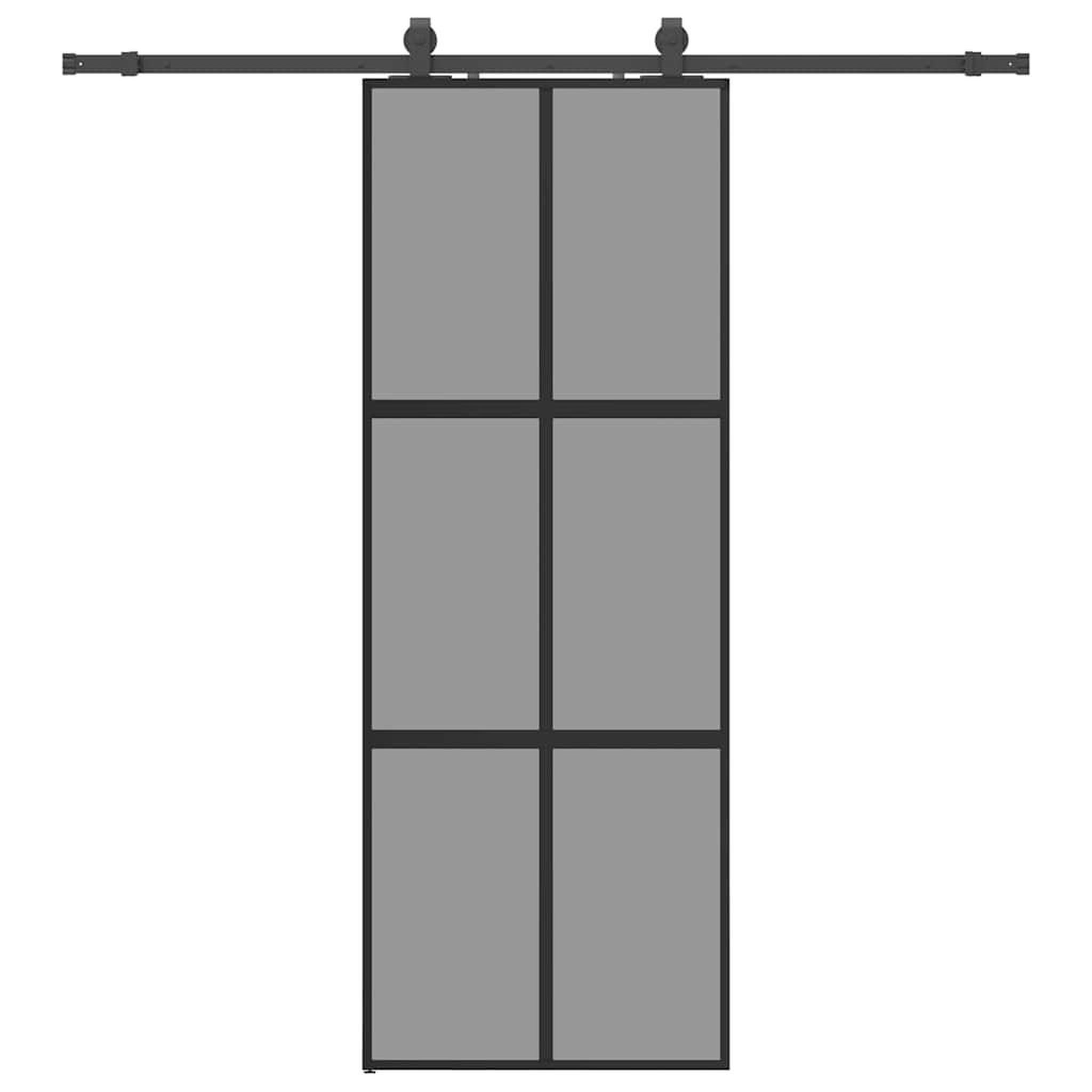 Voir la diapositive 2 : VIDAXL Porte coulissante kit quincaillerie noir 76x205 cm verre trempe