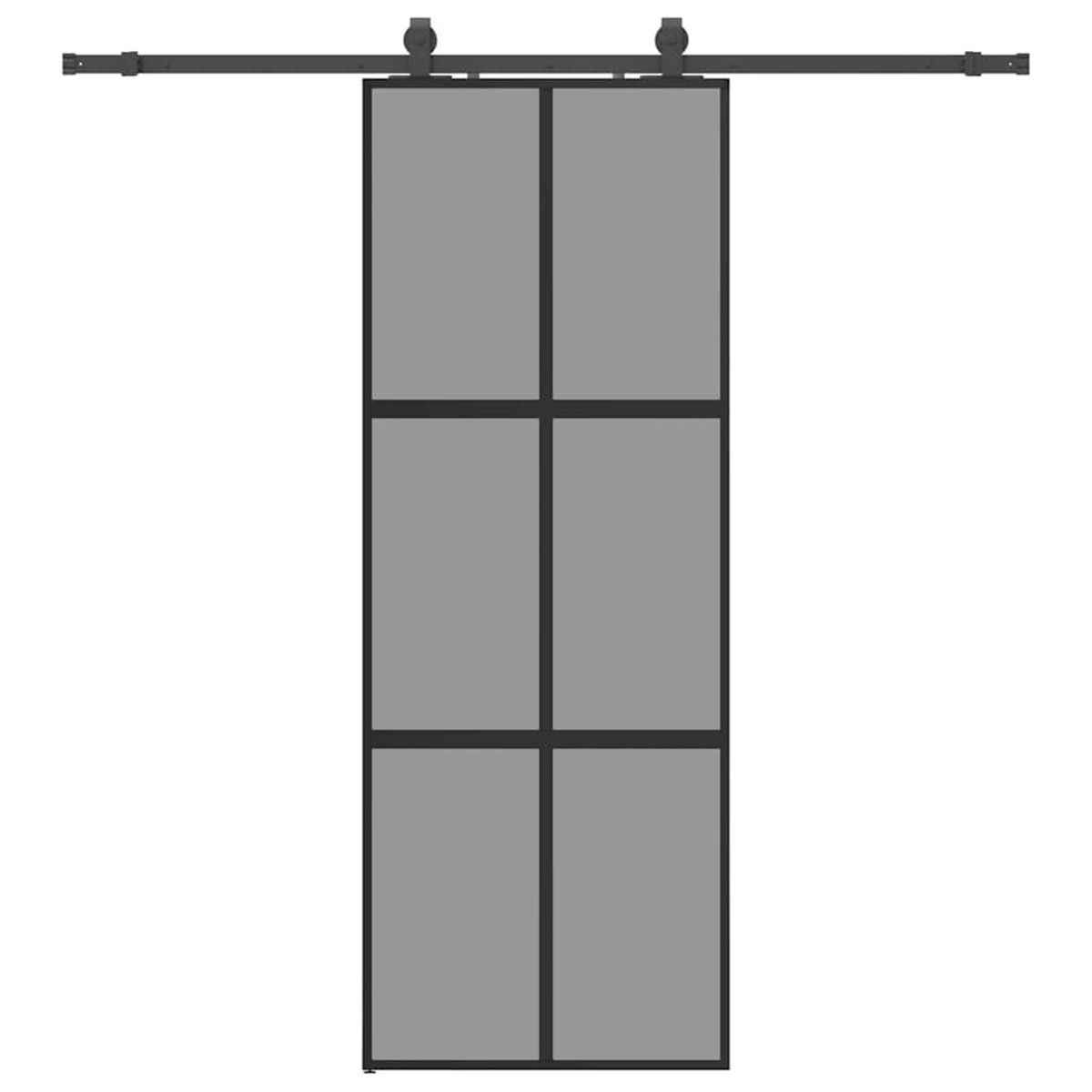 VIDAXL Porte coulissante kit quincaillerie noir 76x205 cm verre trempe