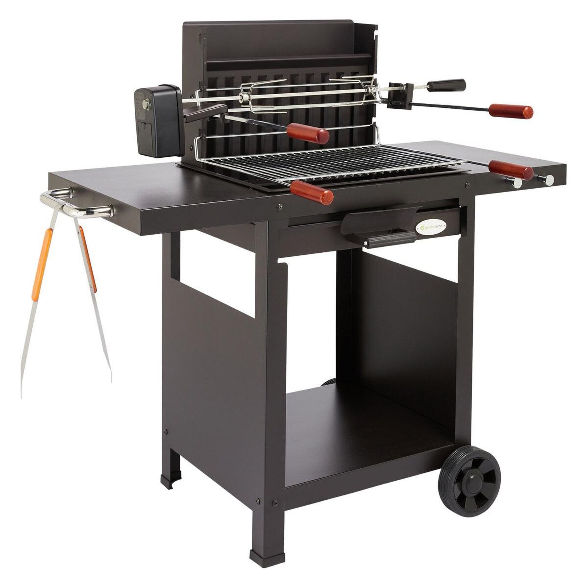 Voir la diapositive 1 : GARDENSTAR Barbecue au charbon de bois en acier VERTICAL