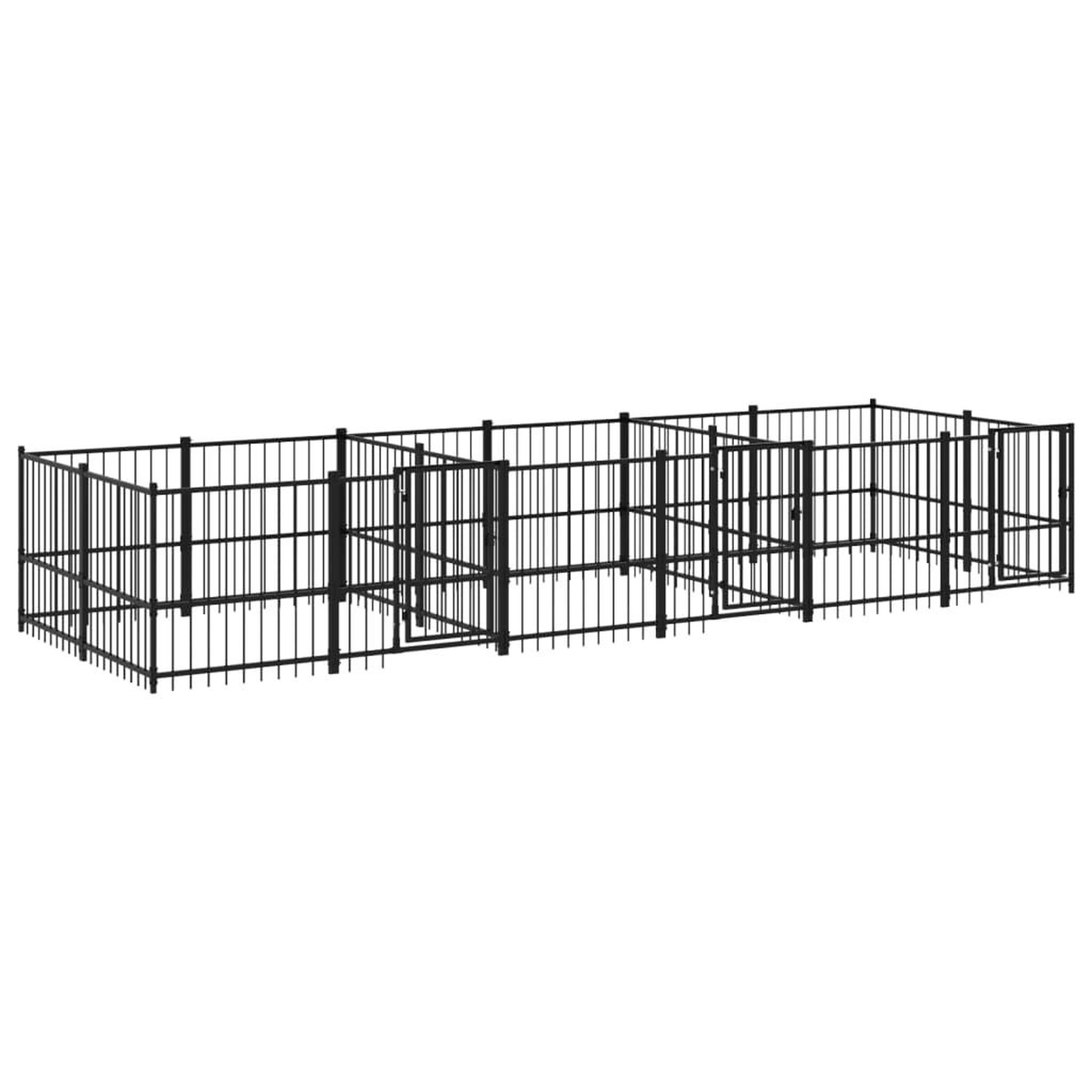 Voir la diapositive 2 : VIDAXL Chenil d'exterieur pour chiens Acier 11,26 m²