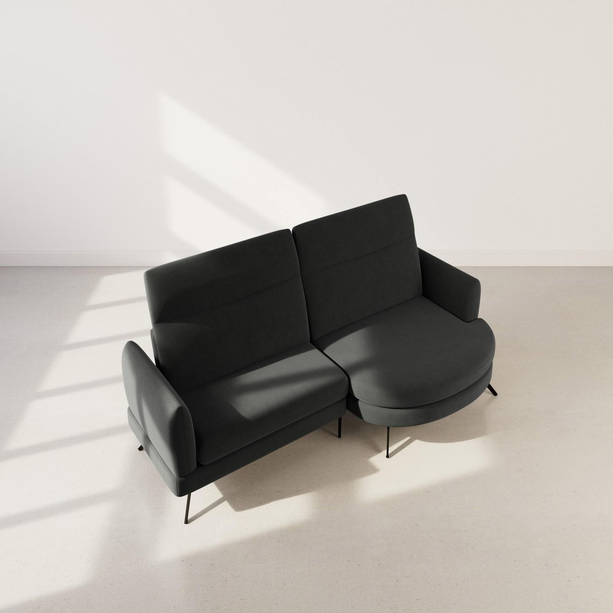 LISA DESIGN Terry - canapé d'angle droit 4 places avec têtières réglables en tissu texturé