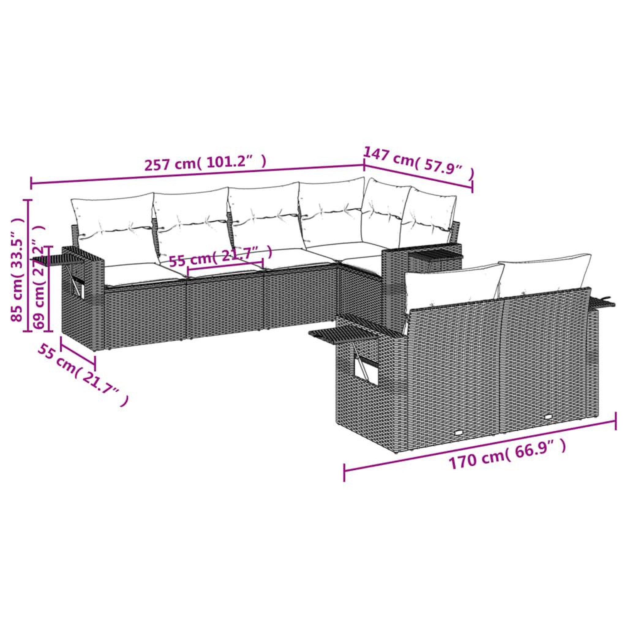 Voir la diapositive 6 : VIDAXL Salon de jardin 7 pcs avec coussins noir resine tressee