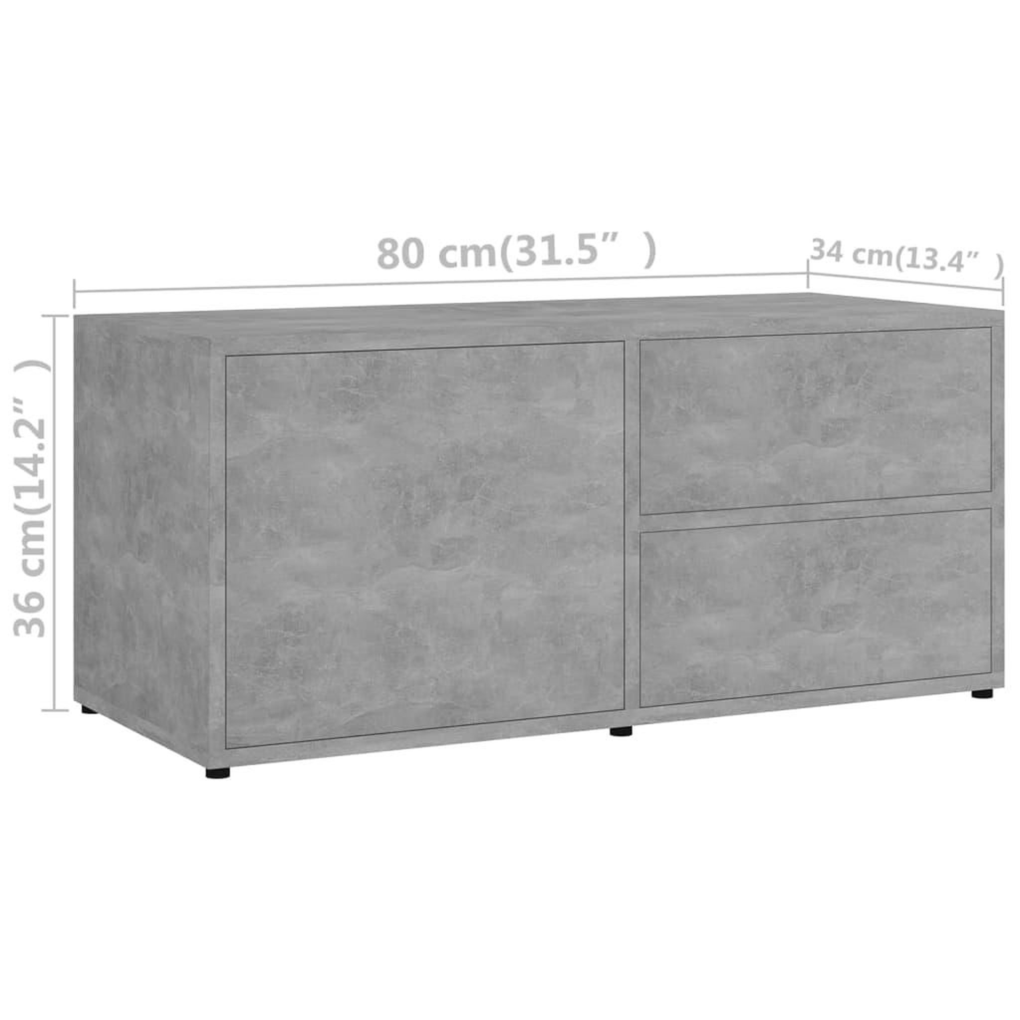 Voir la diapositive 6 : VIDAXL Meuble TV Gris beton 80x34x36 cm Bois d'ingenierie