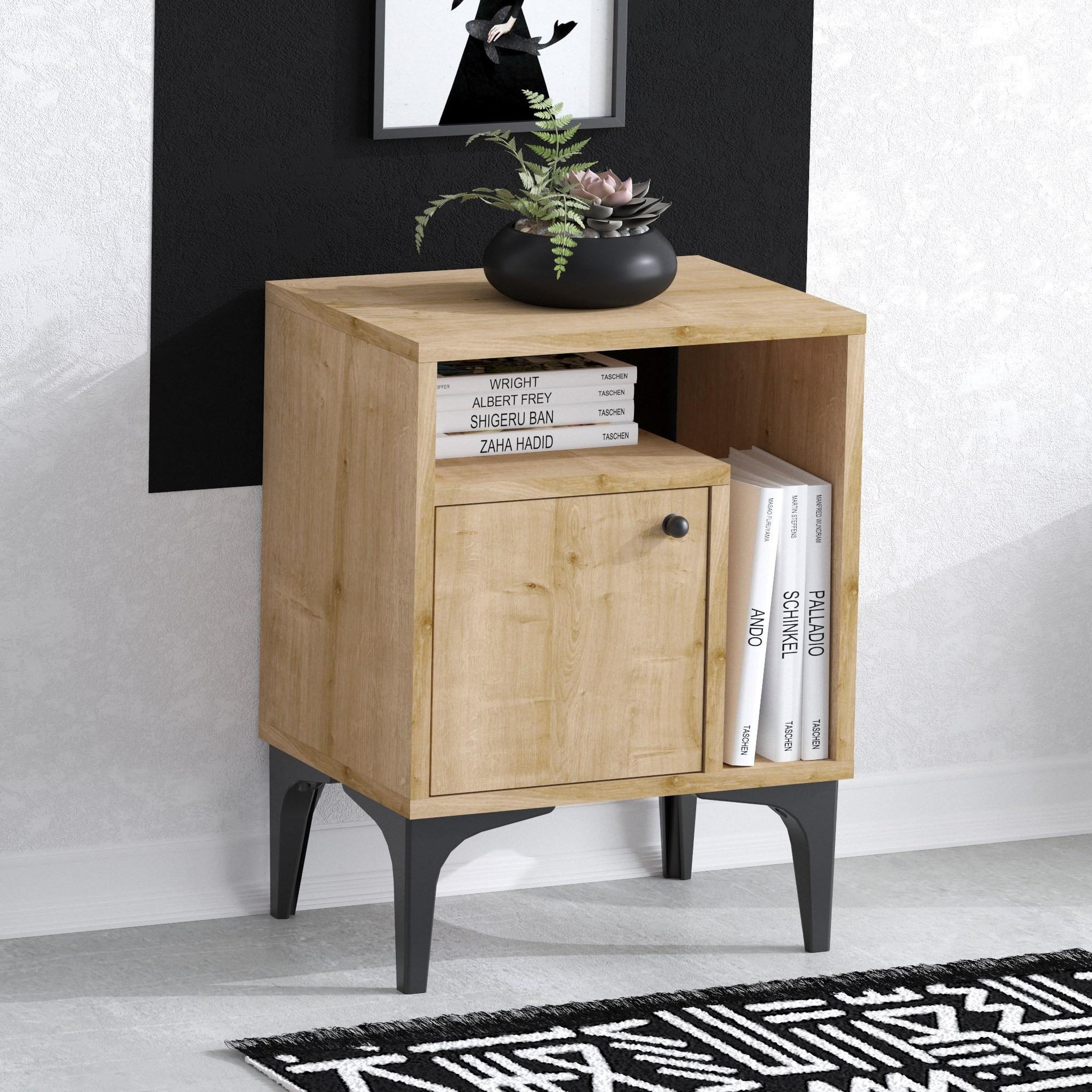 Voir la diapositive 4 : Habitat et Jardin Table de chevet en bois  nuno  - 40 x 35 x 55 cm - beige