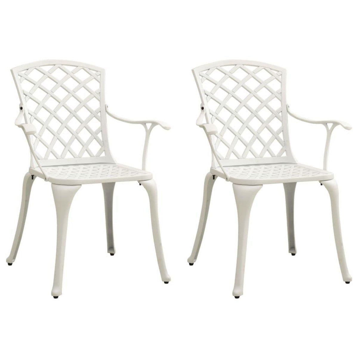 VIDAXL Chaises de jardin lot de 2 Aluminium coule Blanc