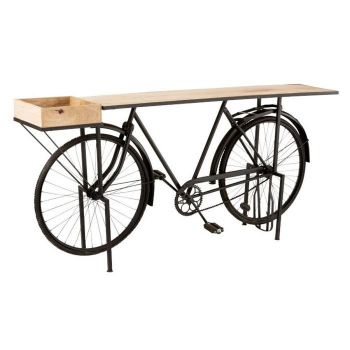 Paris Prix Console en Métal & Bois  Vélo  190cm Noir