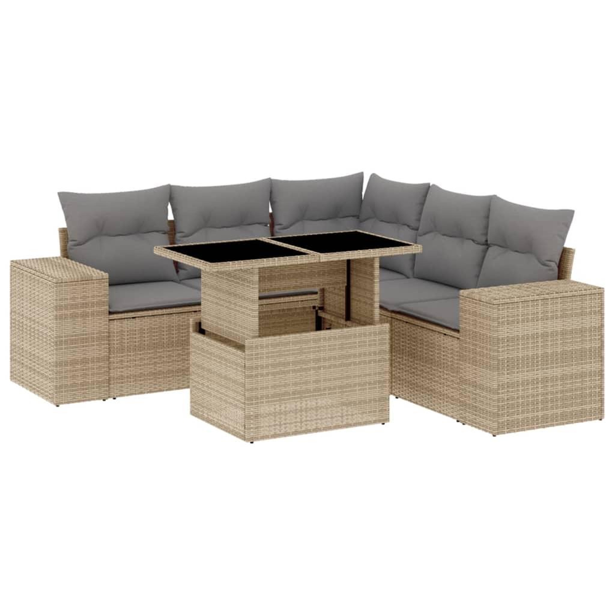 Voir la diapositive 2 : VIDAXL Salon de jardin avec coussins 6 pcs beige resine tressee