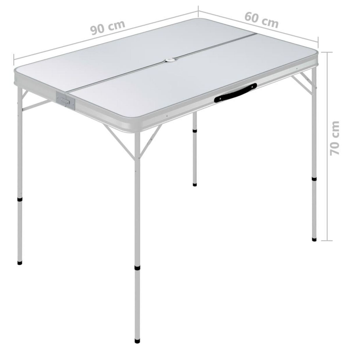 VIDAXL Table de camping pliable avec 2 bancs Aluminium Blanc