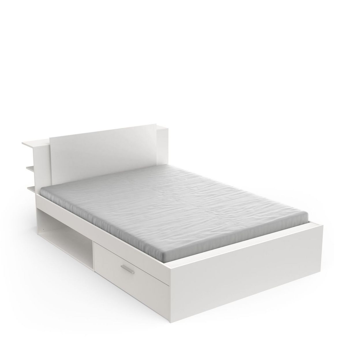 Lit 140x190/200 cm avec rangements 2 tiroirs 2 niches LOREDANA