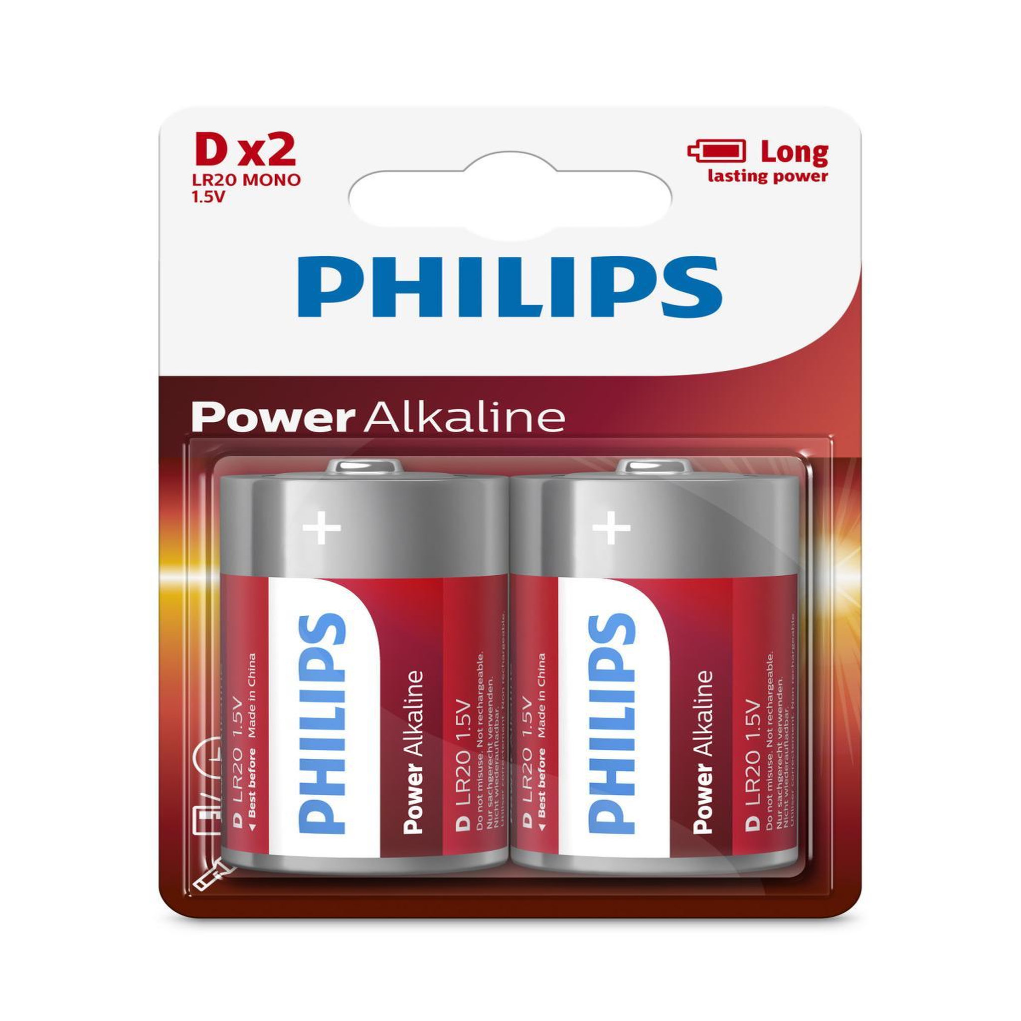 Voir la diapositive 2 : Philips Philips LR20P2B/05 pile domestique Batterie à usage unique D Alcaline
