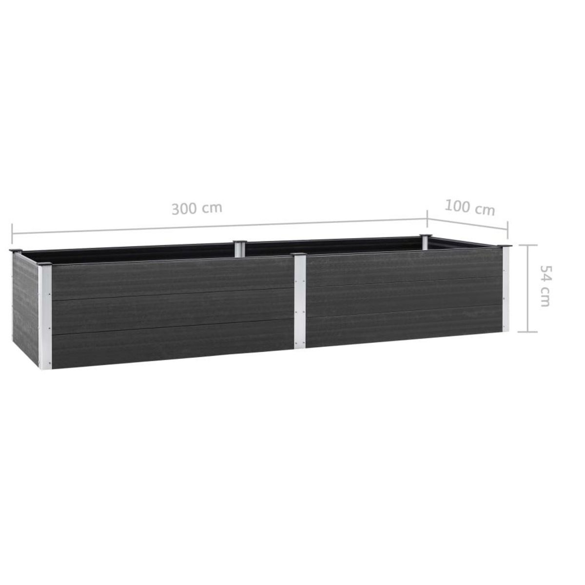 VIDAXL Lit sureleve de jardin 300x100x54 cm WPC Gris