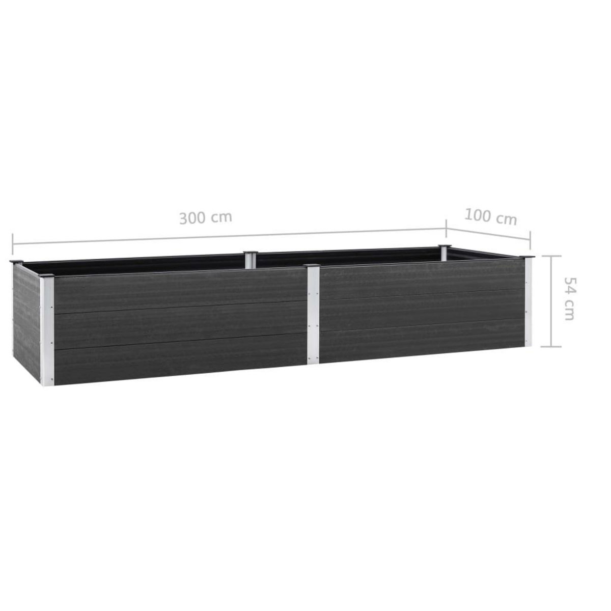 VIDAXL Lit sureleve de jardin 300x100x54 cm WPC Gris