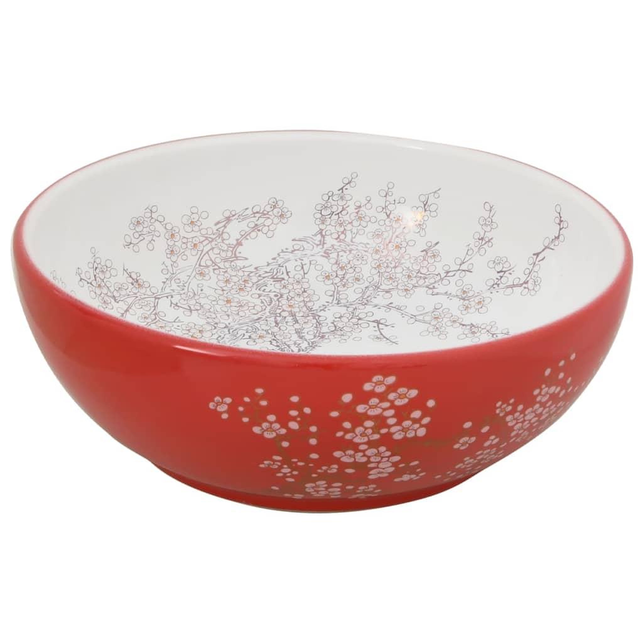 Voir la diapositive 3 : VIDAXL Vasque a poser blanc et rouge rond Φ41x14 cm ceramique