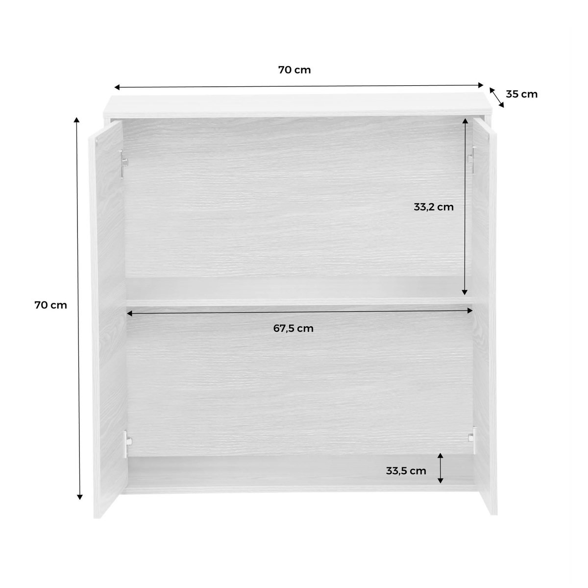 SWEEEK Buffet. module de rangement noyer décor bois 2 portes L 70 x P 35 x H 70 cm - Kompo