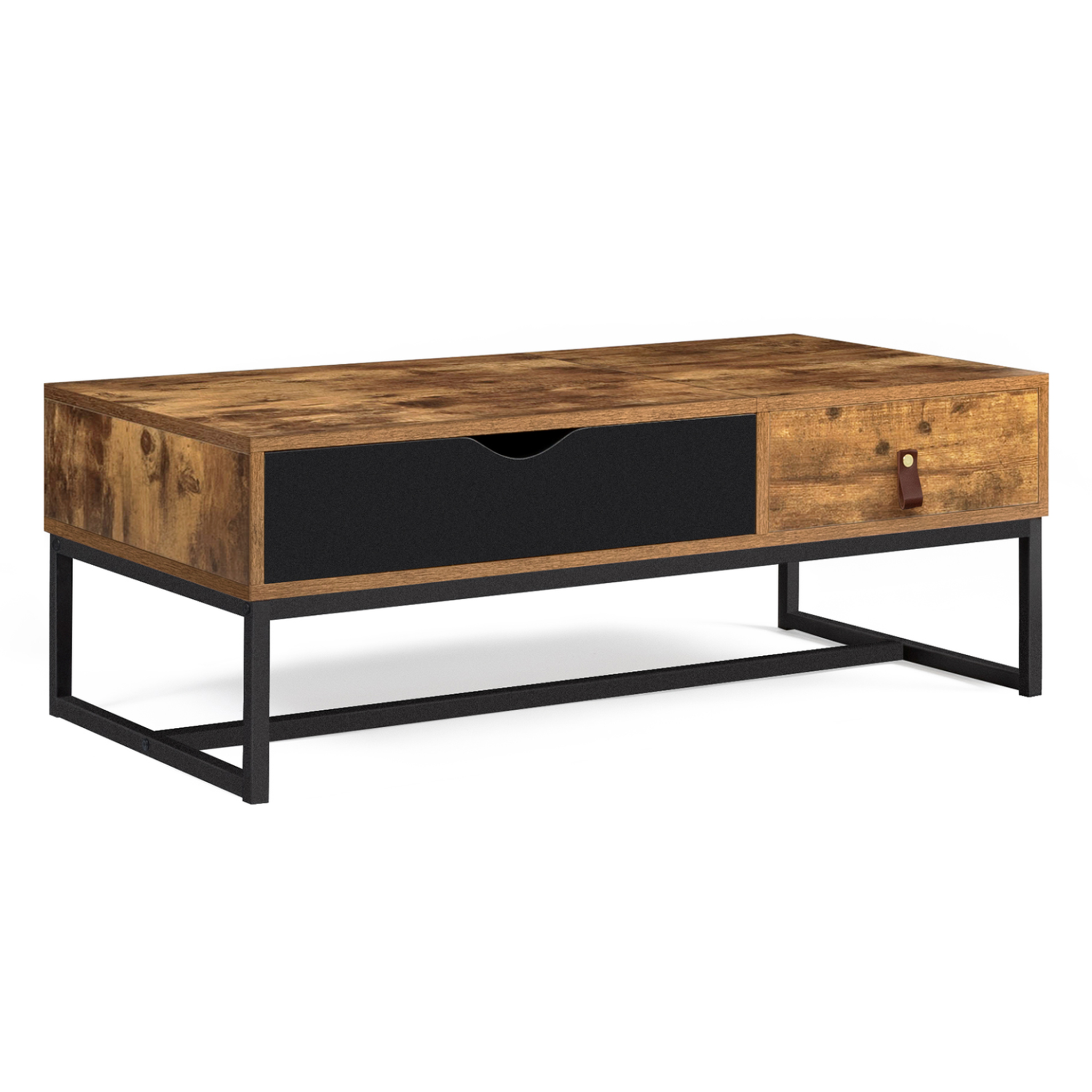 Voir la diapositive 4 : ID MARKET Table basse plateau relevable rectangulaire chicago 1 tiroir design industriel
