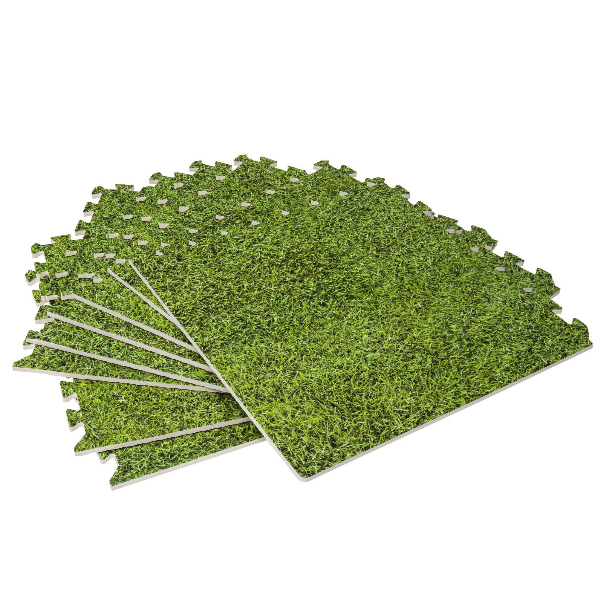 Voir la diapositive 2 : WERKAPRO Dalle pour piscine imprimé gazon  50x50cm  1cm épaisseur 8 pièces WERKA PRO