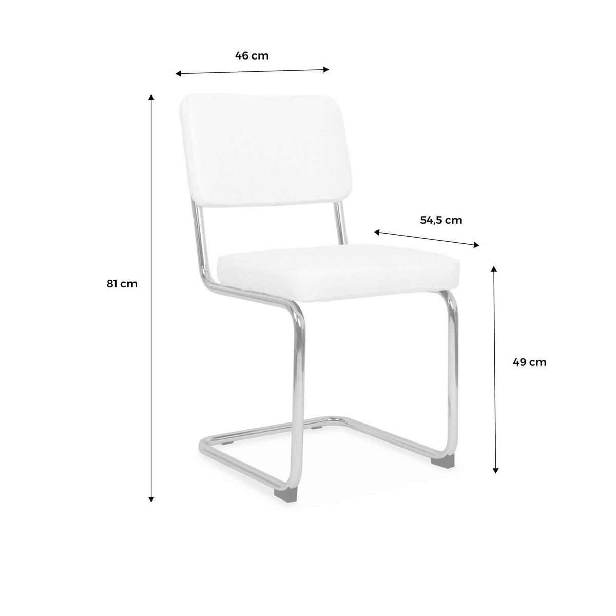 SWEEEK 2 chaises cantilever - Maja - à bouclettes couleur crème . 46 x 54.5 x 84.5cm