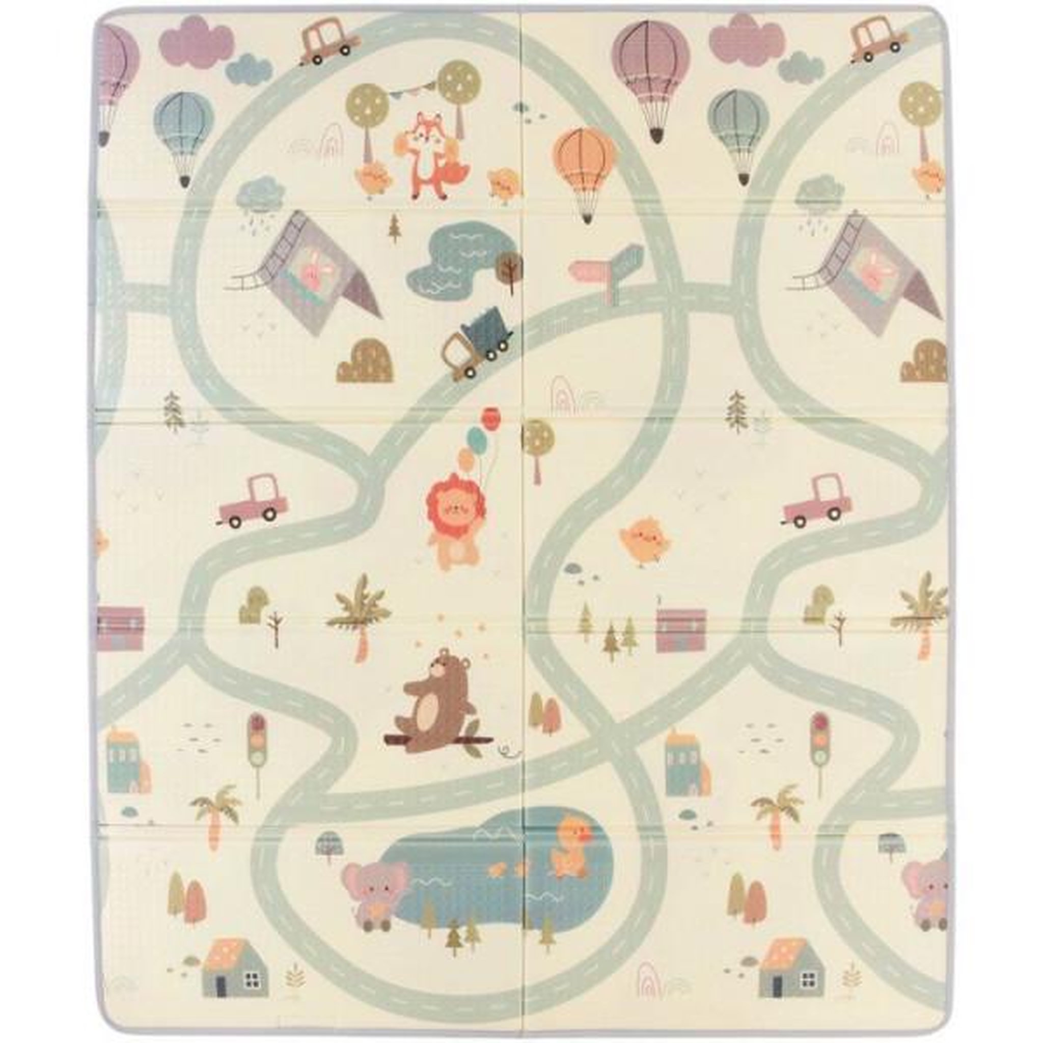 Voir la diapositive 2 : TINEO Maxi tapis d'éveil - TINEO - Réversible - 150 x 180 cm - Face animaux / Face circuit de voiture