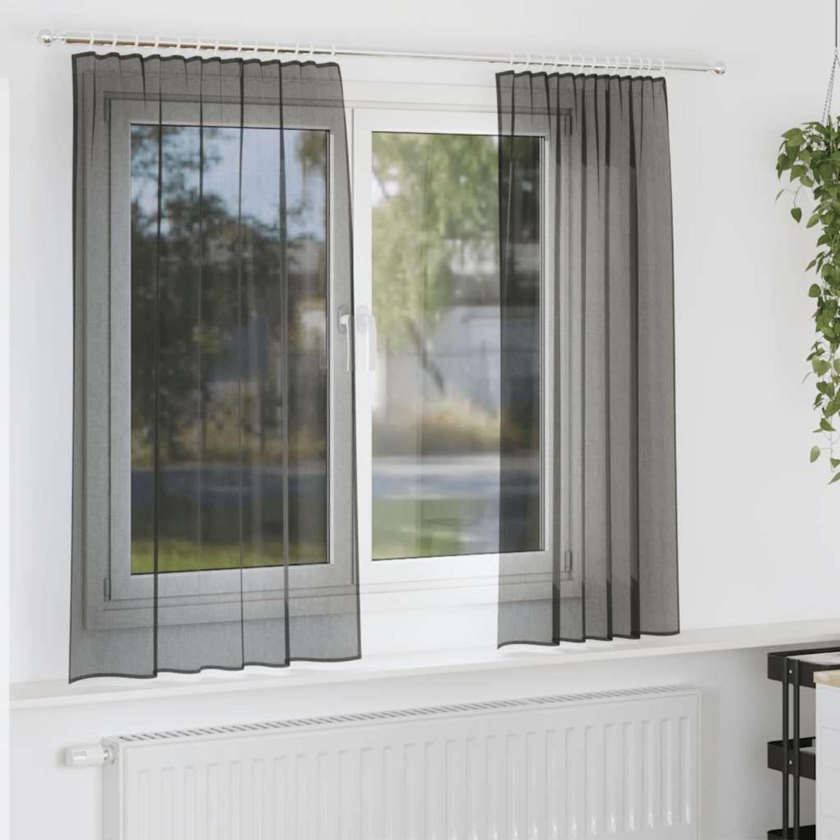 VIDAXL Rideaux en voile avec passants 2 pcs noir