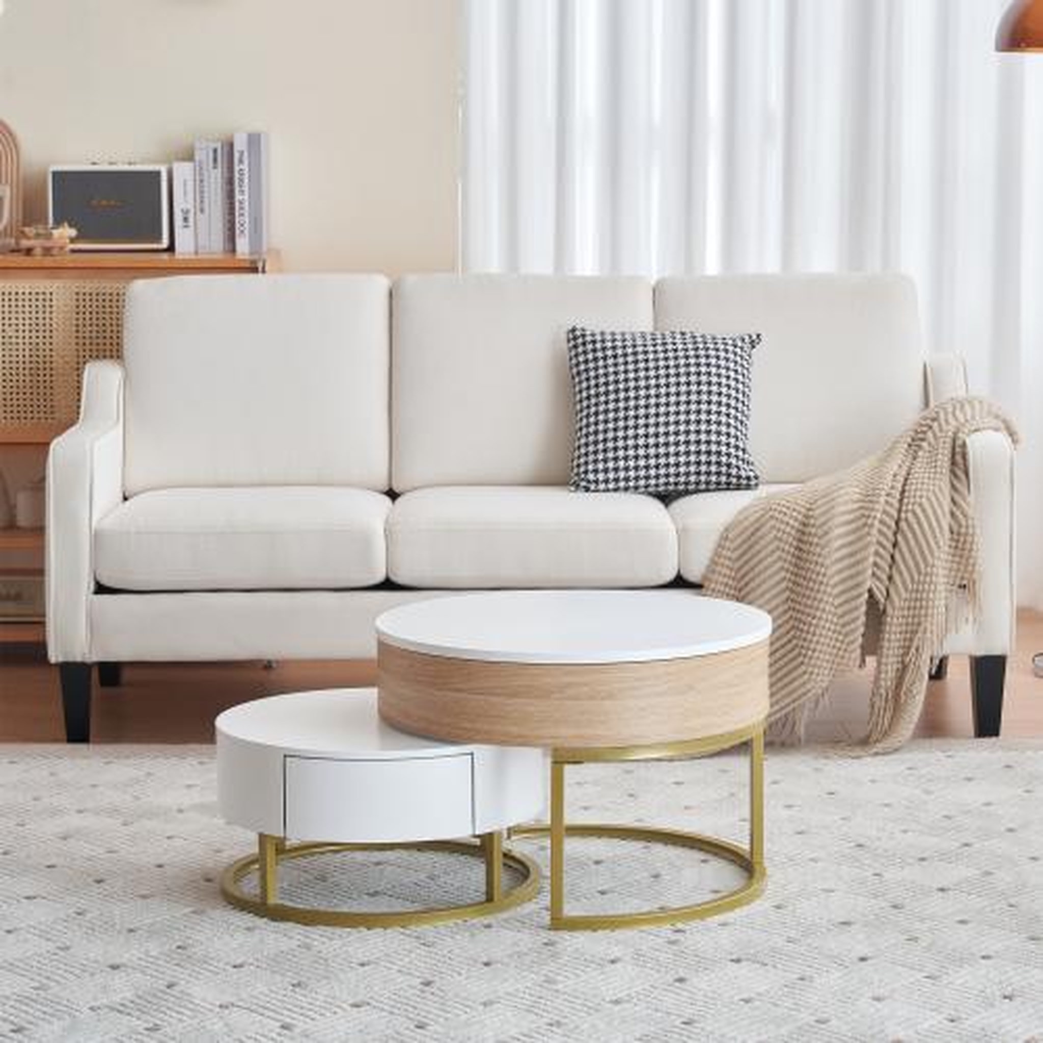 Voir la diapositive 4 : MERAX Table basse gigogne ronde blanc - 70x70 cm mdf