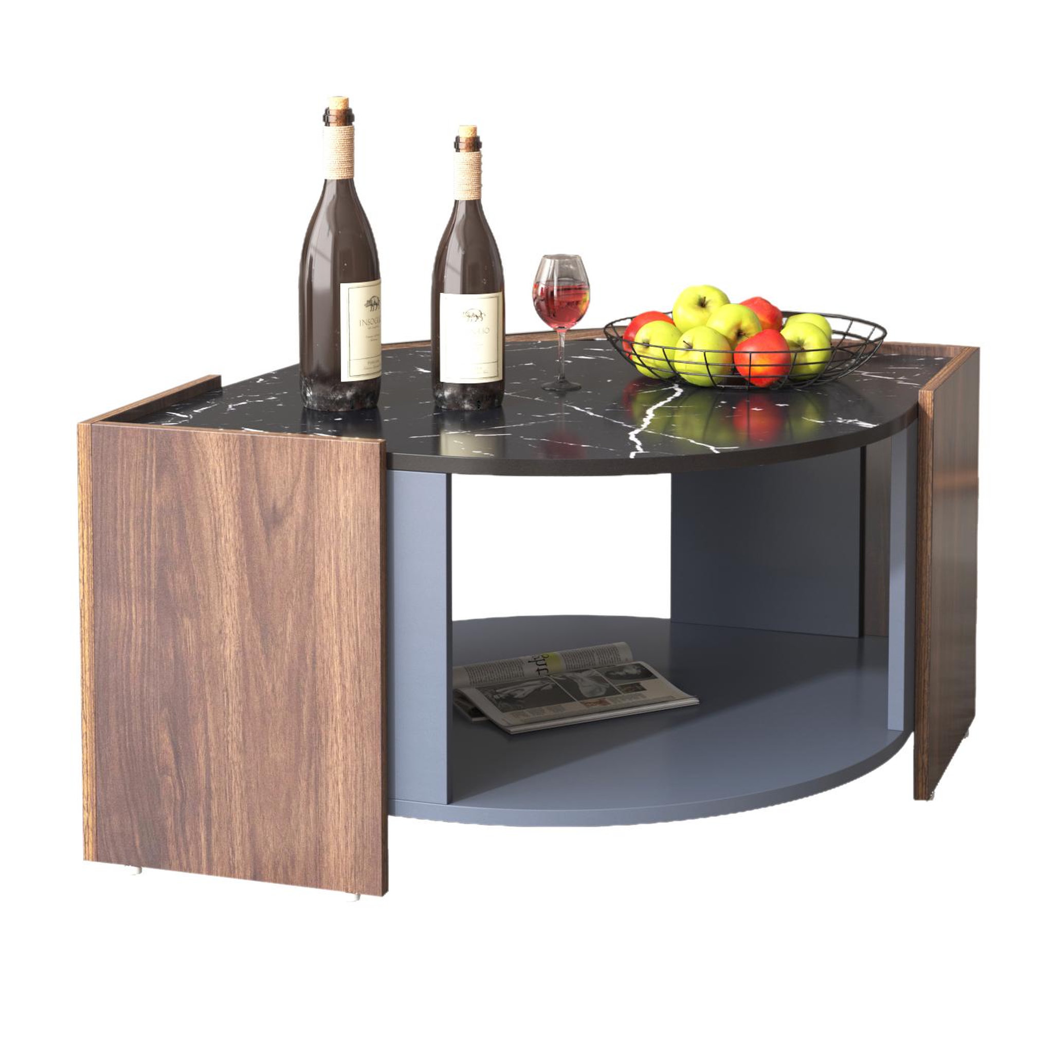 Voir la diapositive 4 : MERAX Table Basse Plateau De Table Avec Rayures En Marbre Noir