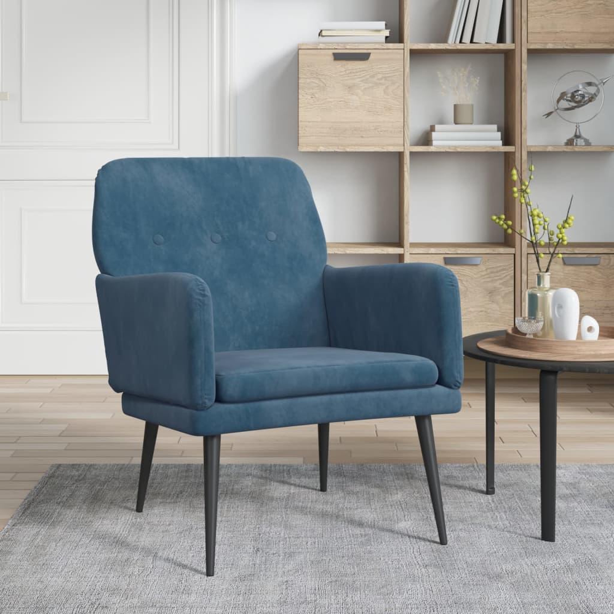 VIDAXL Fauteuil Bleu 62x79x79 cm Velours