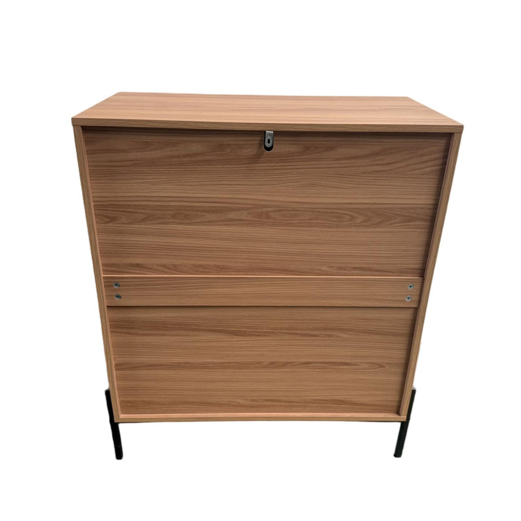 Voir la diapositive 5 : CONCEPT USINE Commode 4 tiroirs décor bois rainuré 84cm vallo
