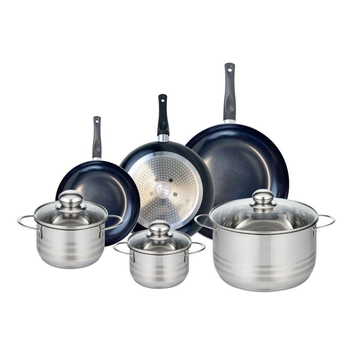 ELO Ensemble de 3 Poêles de cuisson 20, 24 et 28 cm et 3 faitouts 14, 16 et 24 cm Elo Prima Brillant