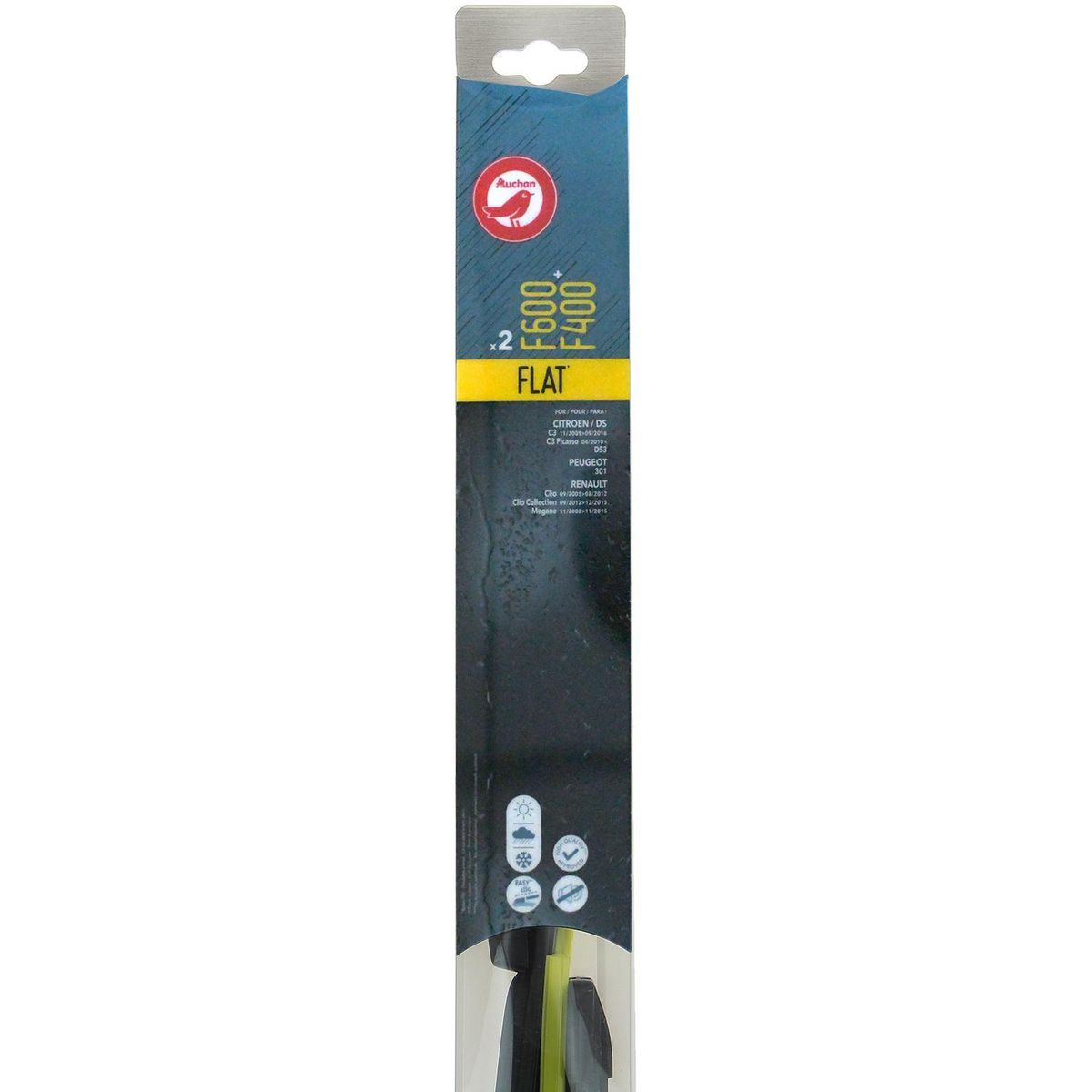 AUCHAN 2 balais d'essuie-glace WEST FLAT WIPER BLADE (600+400MM)