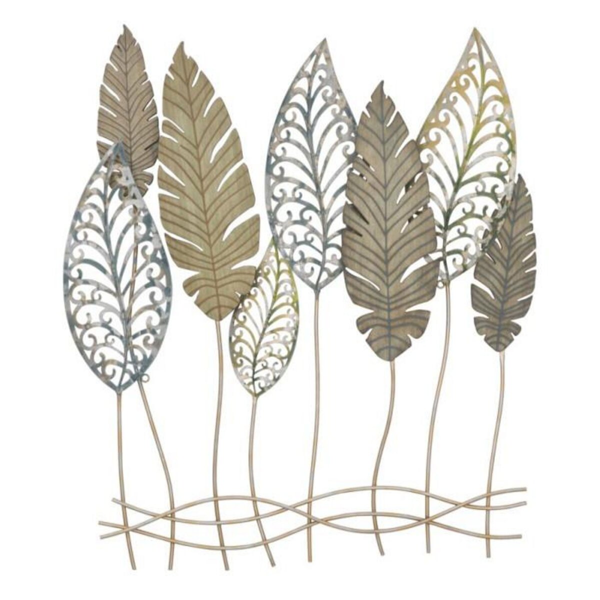 Paris Prix Déco Murale en Métal  Foglie  87cm Argent & Or