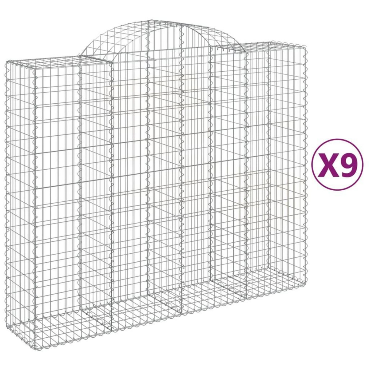 VIDAXL Paniers a gabions arques 9 pcs 200x50x160/180 cm Fer galvanise