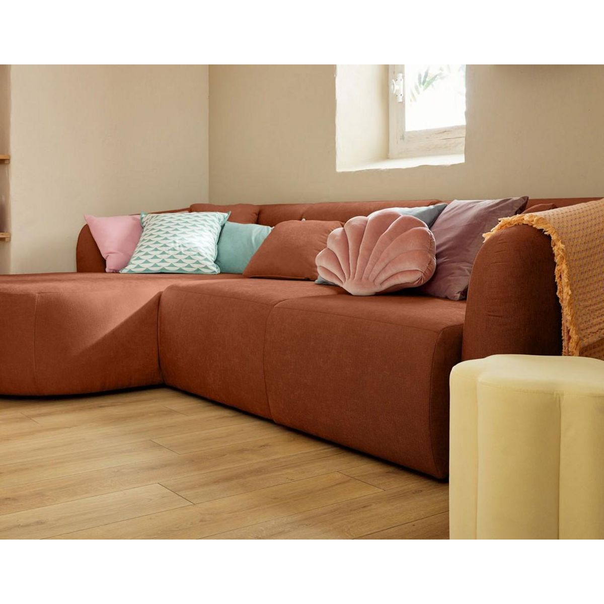 LISA DESIGN Ikare - canapé modulable d'angle gauche - 4 places - en tissu