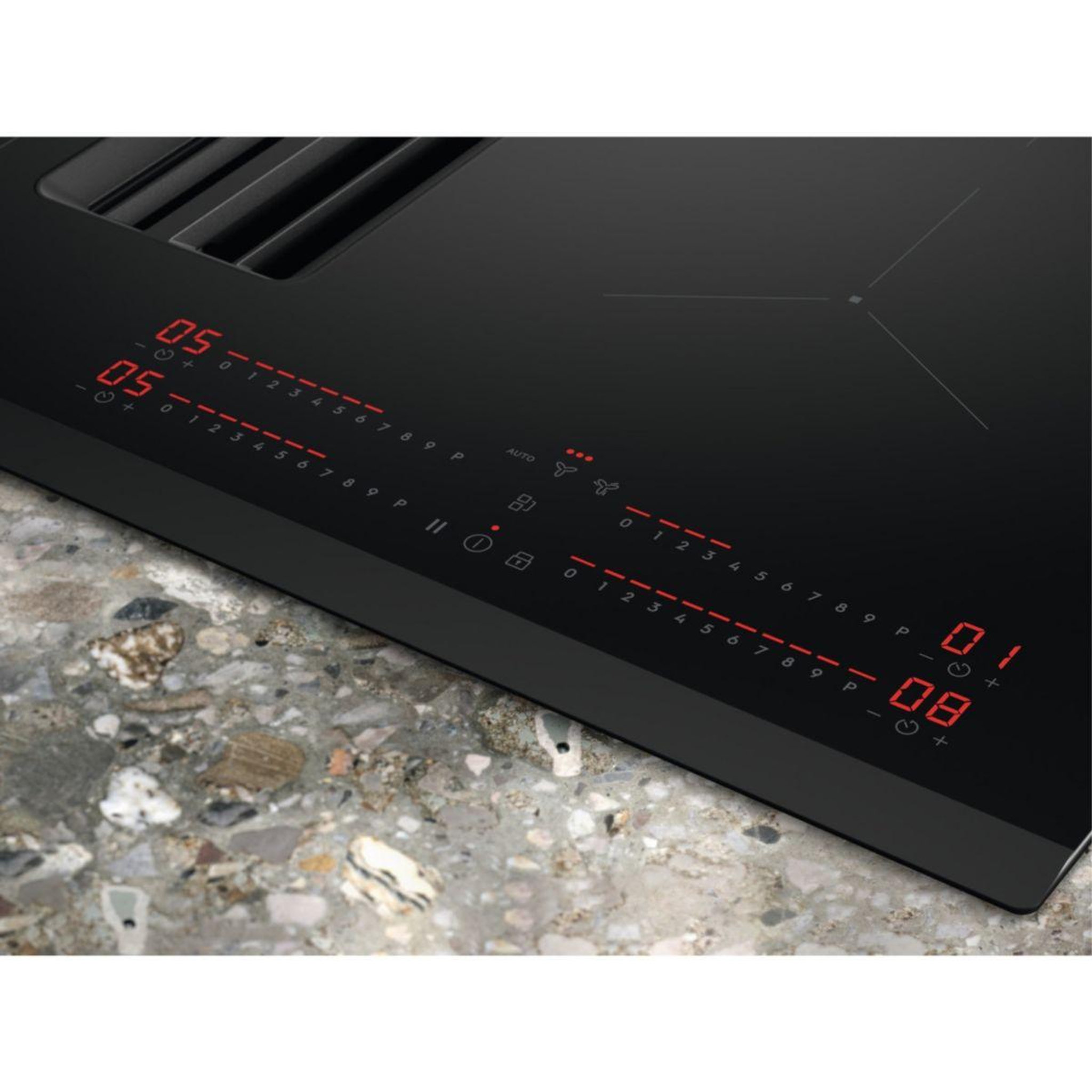 Voir la diapositive 5 : ELECTROLUX Plaque induction aspirante KCC8344 - Hotte intégrée 80cm