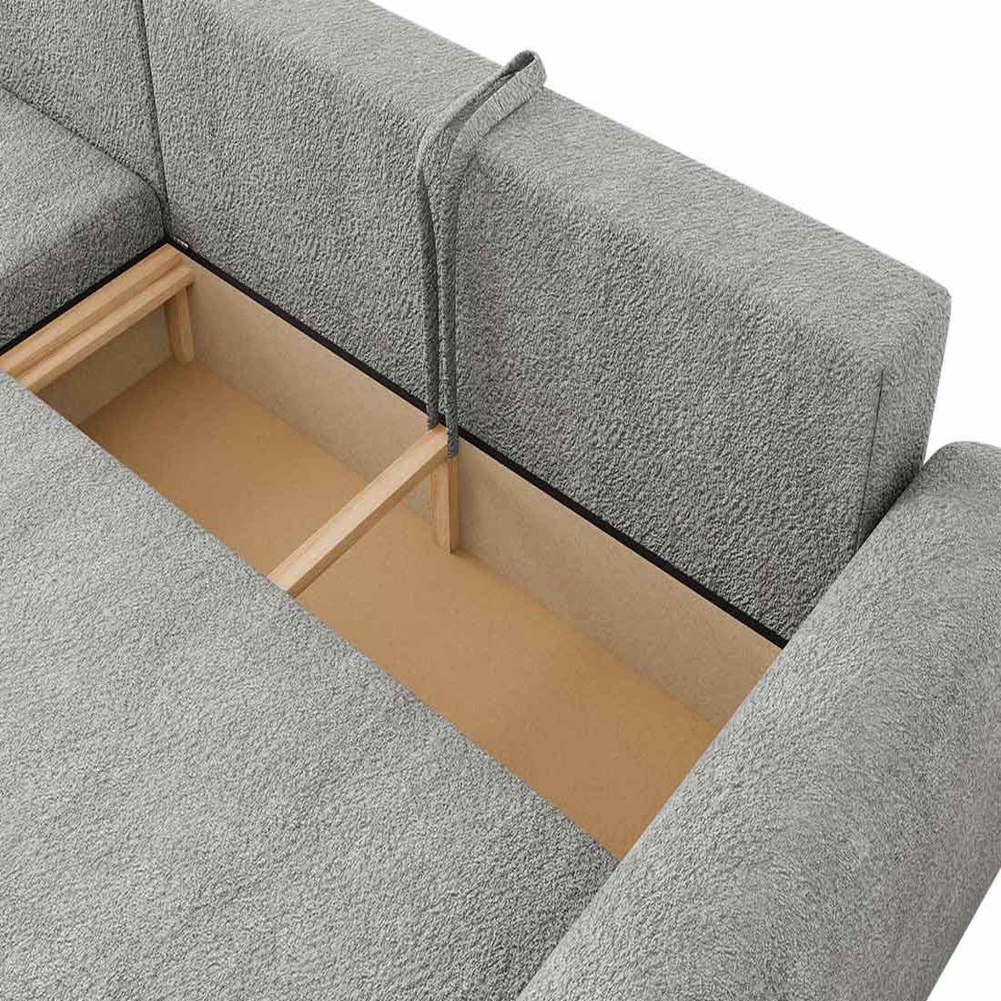 Voir la diapositive 4 : BEST MOBILIER Rosalie - canapé d'angle réversible 4 places convertible avec coffre en tissu bouclette