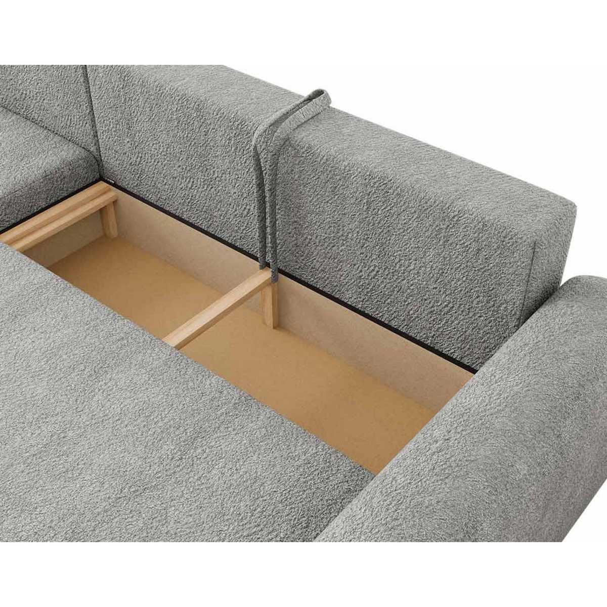 BEST MOBILIER Rosalie - canapé d'angle réversible 4 places convertible avec coffre en tissu bouclette