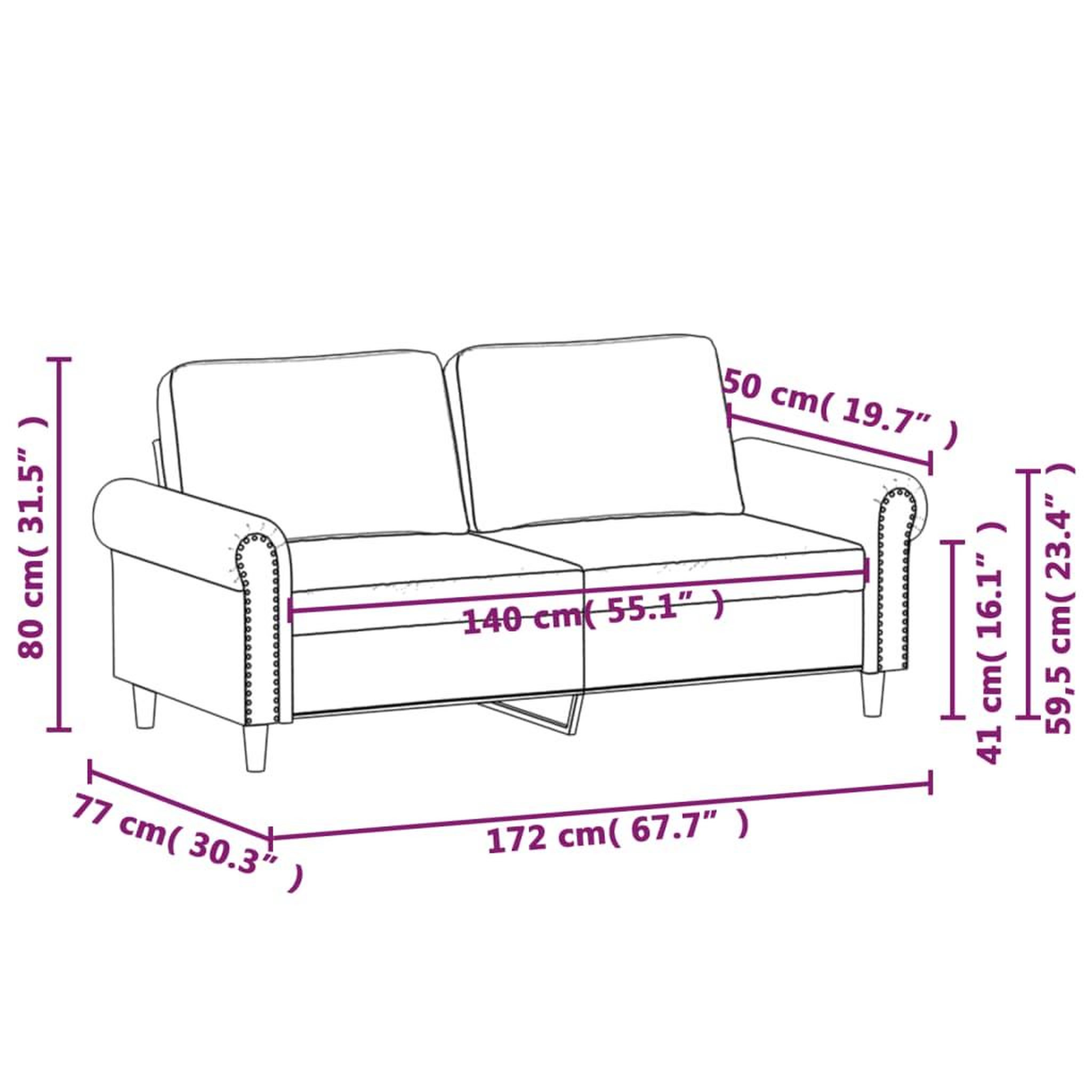 Voir la diapositive 6 : VIDAXL Canape a 2 places Rose 140 cm Velours