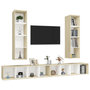 Voir la diapositive 3 : VIDAXL Meubles TV muraux 4 pcs Blanc et chene sonoma Bois d'ingenierie