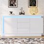 Voir la diapositive 2 : MERAX Buffet 2 porte(s) 3 tiroir(s) - 140 cm blanc led panneau de particules
