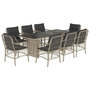 Voir la diapositive 2 : VIDAXL Ensemble a manger de jardin et coussins 9 pcs gris clair rotin