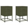 Voir la diapositive 2 : VIDAXL Tables de chevet 2 pcs vert olive 36x39x60,5 cm acier